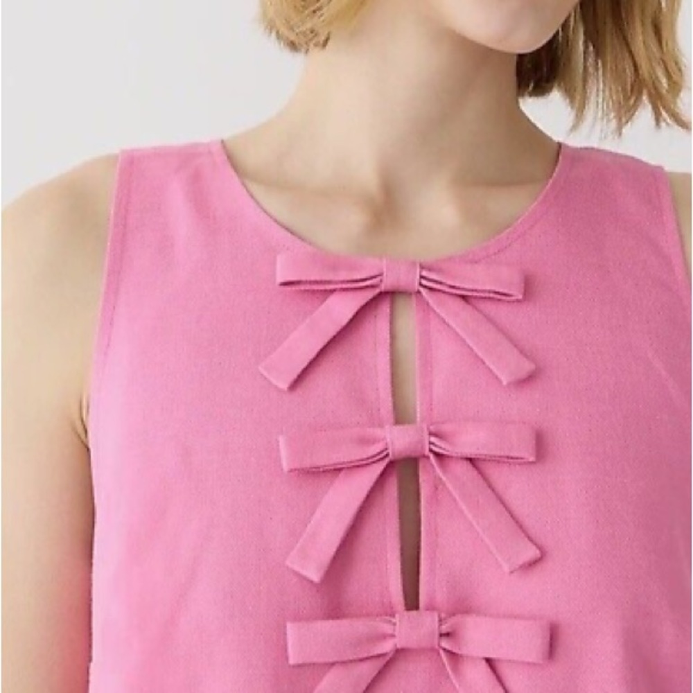 Jcrew bow-front shift dress in stretch linen blend - Picture 4 of 9
